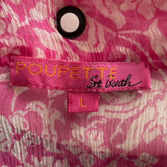 ✨POUPETTE St Barth sheer pink & white long sleeve blouse - Picture 11 of 11